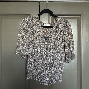 DR2 Floral Smocked Hem Blouse — Size S